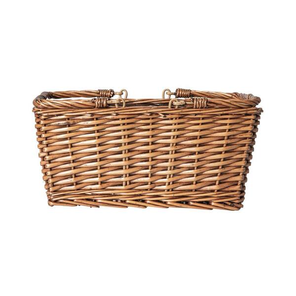 BEIJIALY Rattan Shopping Basket, Market Basket, Woven Straw Basket Rattan Woven Basket With Handles, Rattan Tote Basket, Willow Woven Picnic Hamper