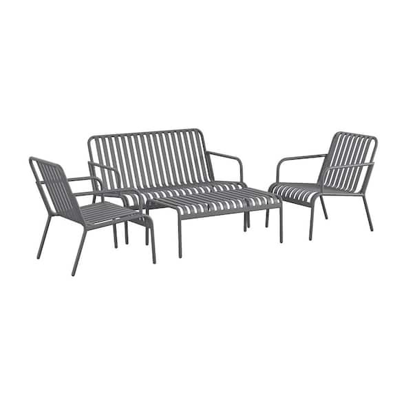 NoVo Gratz Poolside Gossip, Ola 4-Piece All Steel Conversation Set, Charcoal