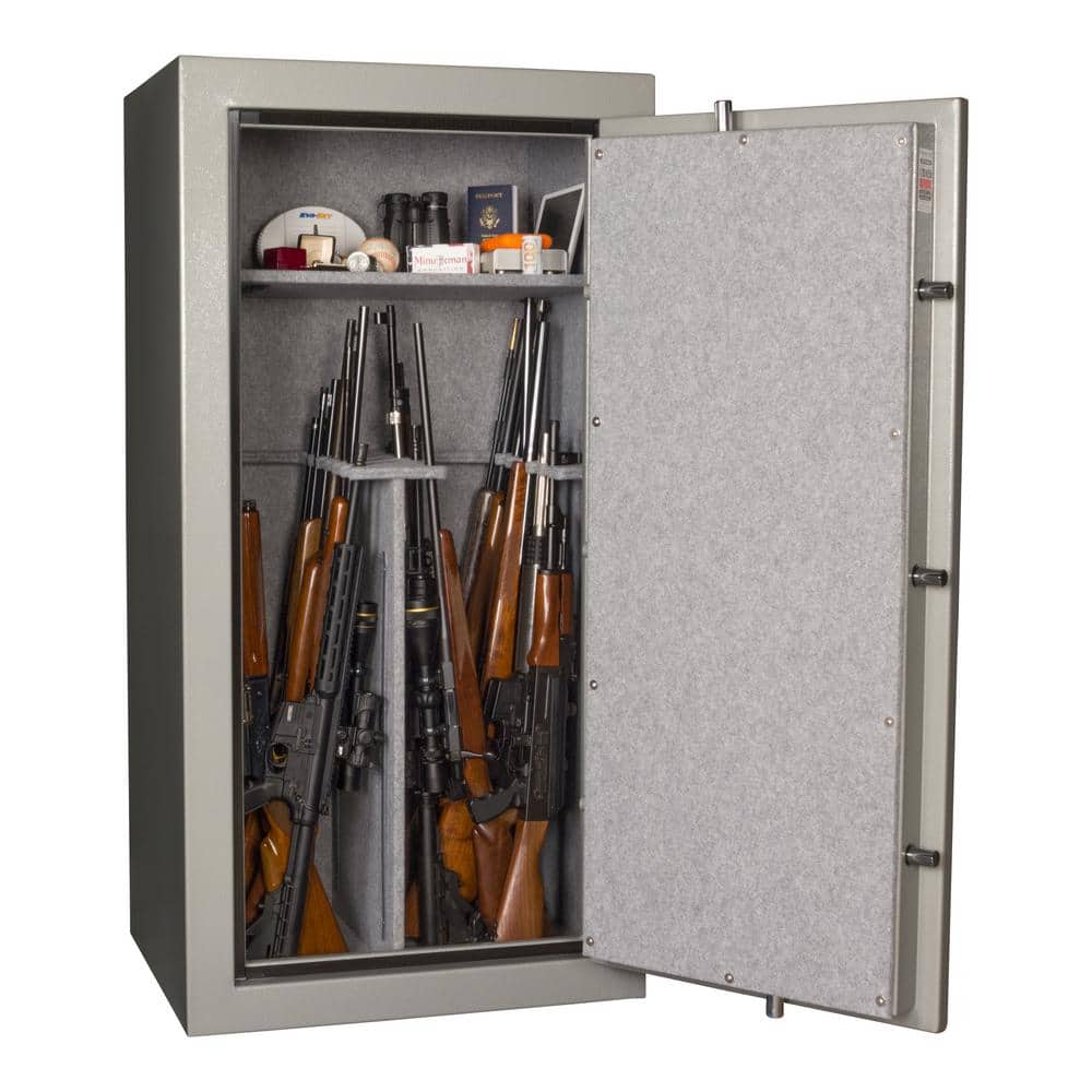 Gray Fireproof 24-Gun Safe with Mechanical Dial Lock