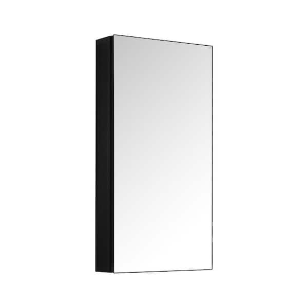 Interbath 18 in. x 36 in. Rectangular Black Aluminum Surface Mount Medicine Cabinet with Mirror