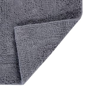 Lux Collection Gray 20 in. x 20 in. Contour 100% Cotton Reversible Race Track Pattern Bath Rug