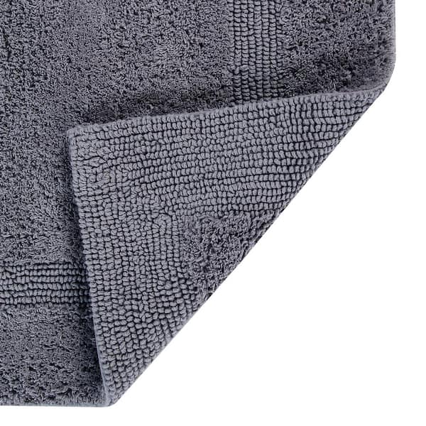 Better Trends Lux Collection Gray 20 in. x 20 in. Contour 100% Cotton Reversible Race Track Pattern Bath Rug