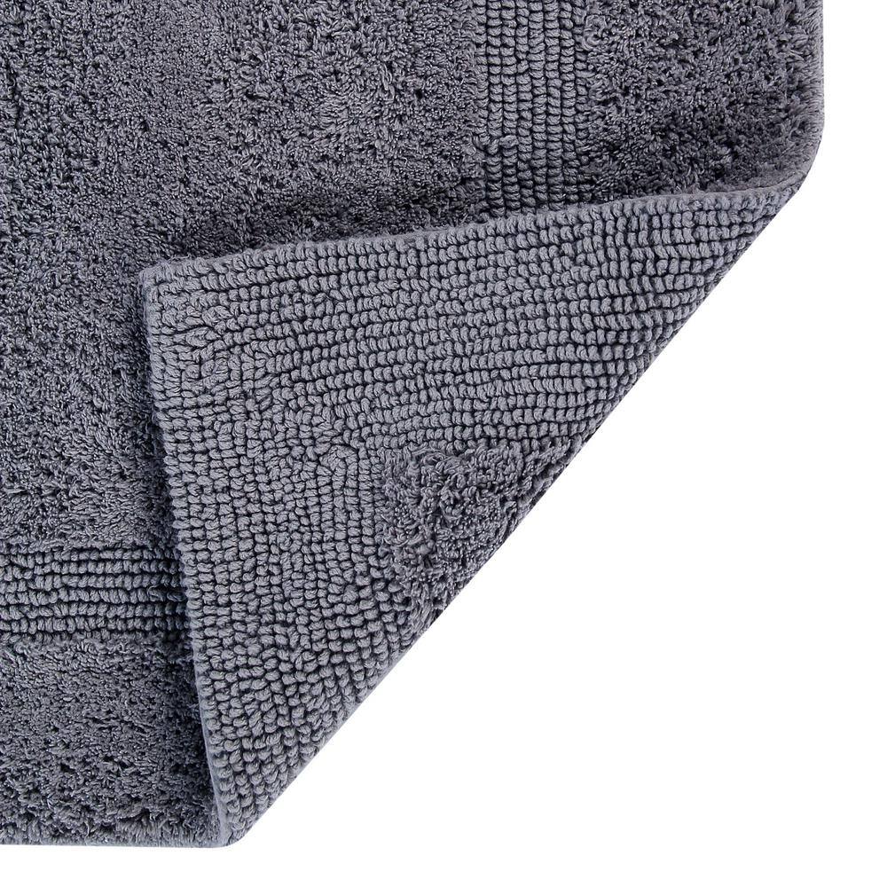 Lux Gray 30" Round Cotton Bath Mat Rug