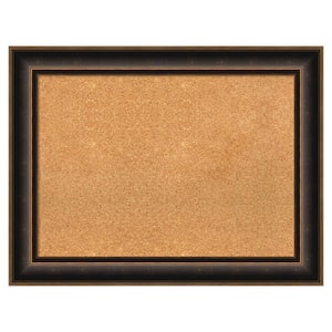 Villa Oil Rubbed Bronze Wood Framed Natural Corkboard 34 in. x 26 in. Bulletin Board Memo Board