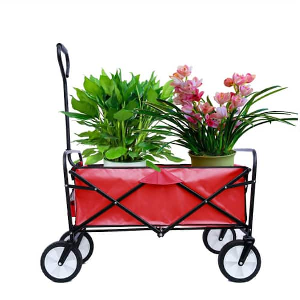 3.6 cu. ft. Metal Folding Wagon Garden Shopping Beach Cart Garden Cart ...