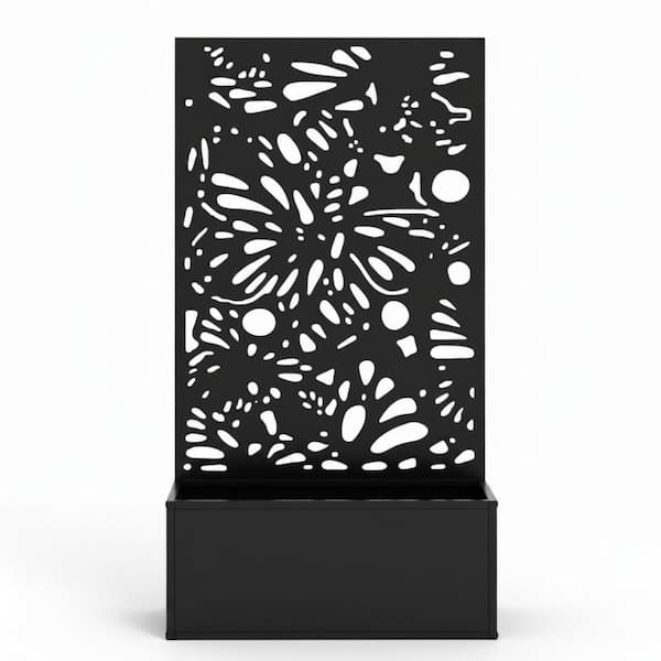 24 in. Metal Raised Garden Bed with Butterfly Privacy Panel, Freestanding or Wall-Mounted Plant Bed