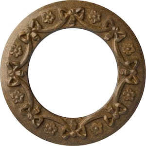 7/8 in. x 12-1/4 in. x 12-1/4 in. Polyurethane Ribbon with Bow Ceiling Medallion, Rubbed Bronze