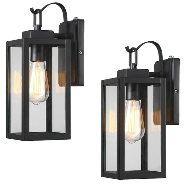 Uixe 1-Light Matte Black Outdoor Wall Lantern Sconce SSINL12151