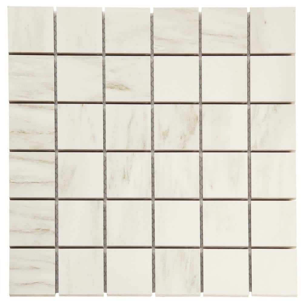 Saroshi Dolomite Snow 4 in. x 0.33 in. Matte Porcelain Marble Look Floor and Wall Mosaic Tile Sample price history on PriceWatchPro
