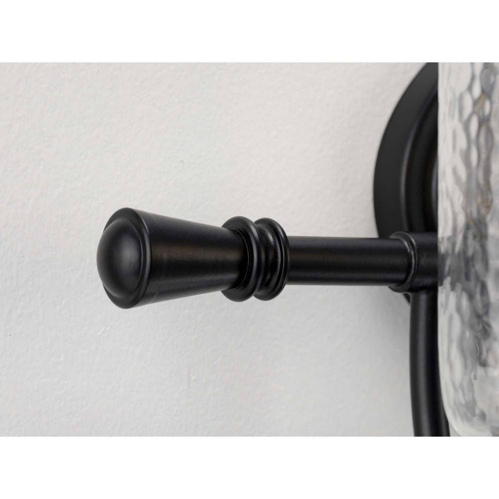 Black Steel Two-Light Dimmable Bath Light with Clear Glass Shades