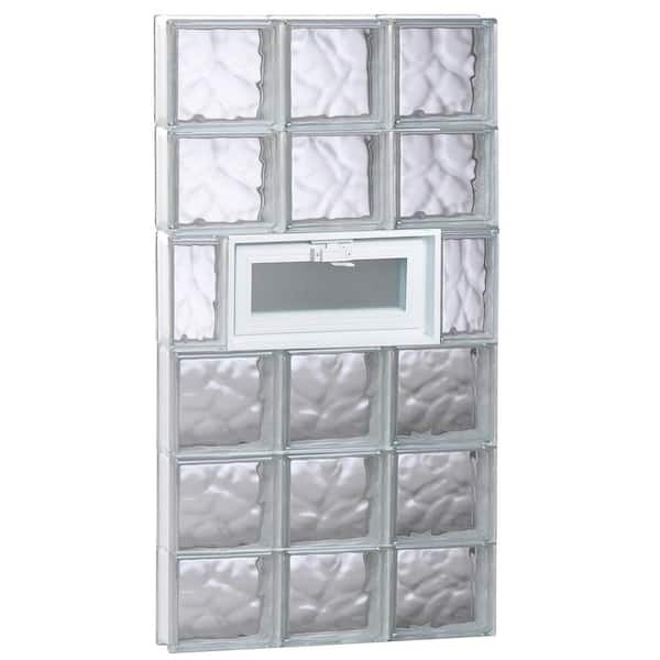 Clearly Secure 23.25 in. x 46.5 in. x 3.125 in. Frameless Wave Pattern Vented Glass Block Window