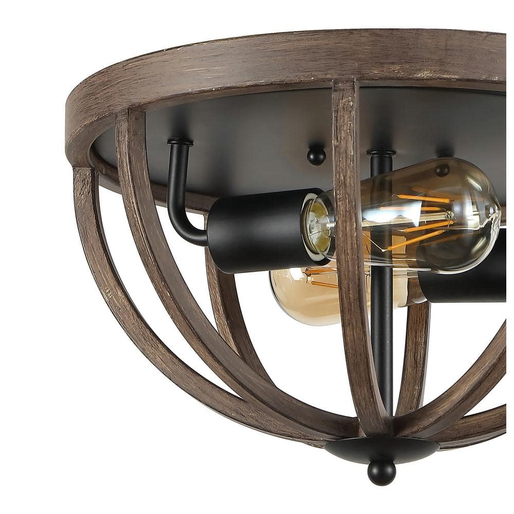 Darlene 13" Rustic Brown Iron LED Flush Mount Light