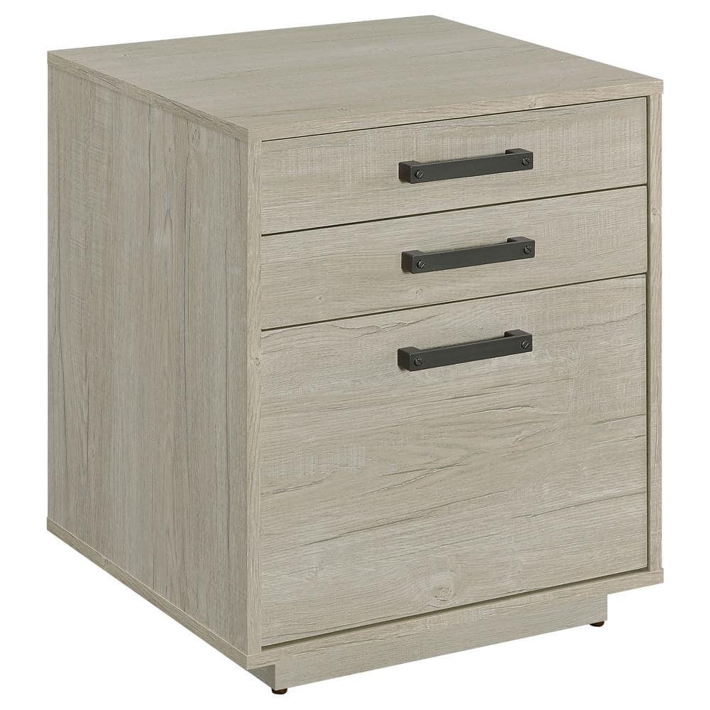 Whitewashed Gray Modern 3-Drawer Wood File Cabinet