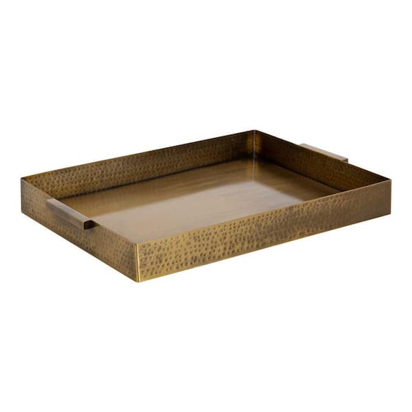 Kate and Laurel Samana 17.50 in. W Gold Rectangle Transitional Decorative Tray