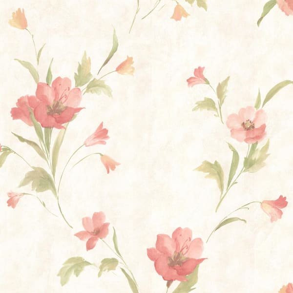 Unbranded Schultz, Kala Salmon Satin Floral Vinyl Pre-Pasted Wallpaper Roll (Covers 56.4 sq. ft.)