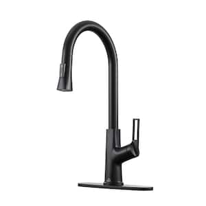 Single Handle Pull-Down Sprayer Kitchen Faucet with Advanced Spray, Pull Out Spray Wand, Deckplate in Matte Black
