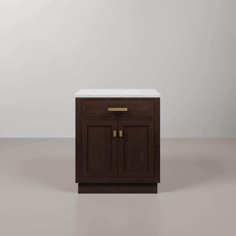 Chestnut Brown Oak Single Bathroom Vanity with Ceramic Sink