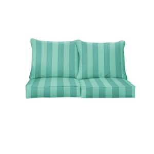 22.5 in. x 22.5 in. x 27 in. Deep Seating Outdoor/Indoor Loveseat Pillow and Cushion Set in Preview Lagoon
