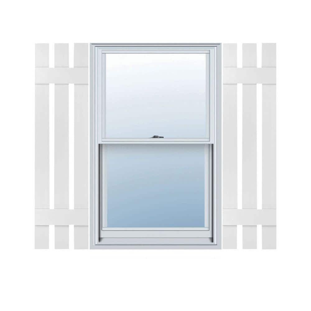 12" x 52" White Vinyl Board and Batten Shutters