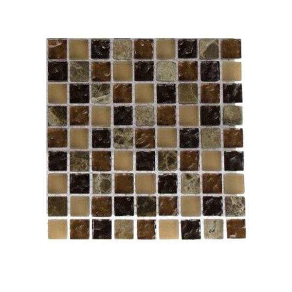 Ivy Hill Tile Cask Brown Blend Marble Glass Mosaic Floor and Wall Tile - 3 in. x 6 in. x 8 mm Tile Sample