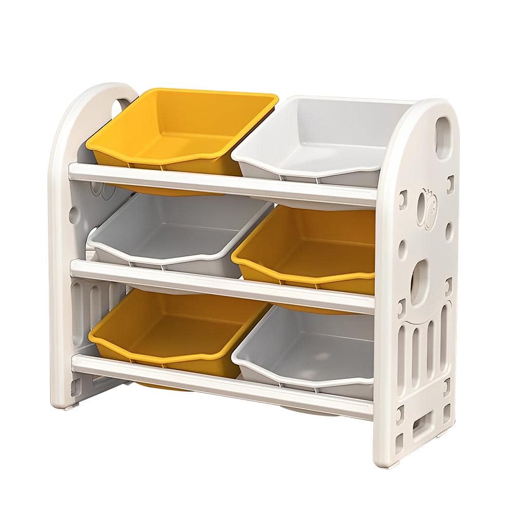 Yellow Multi-functional Kids Toy Storage Cabinet with HDPE Shelf and 6 Bins