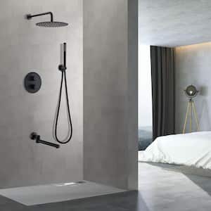 Single-Handle 1-Spray High-Pressure Tub and Shower Faucet with Hand Shower in Matte Black (Valve Included)