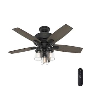 Bennett 44 in. Indoor Matte Black Ceiling Fan with Light Kit and Remote Control