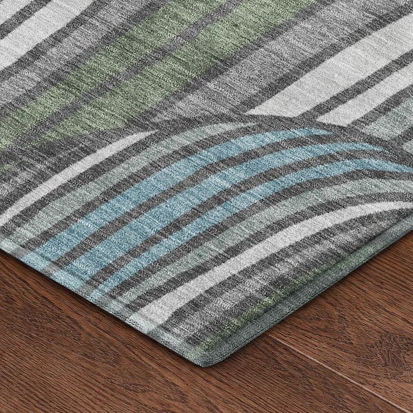 Mayfield Premium Machine Washable Abstract AMF2546 Charcoal 2 ft. x 3 ft. Accent Rug