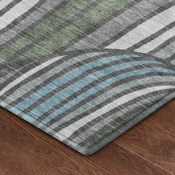 Mayfield Premium Machine Washable Abstract AMF2546 Charcoal 5 ft. x 7 ft. 6 in. Area Rug