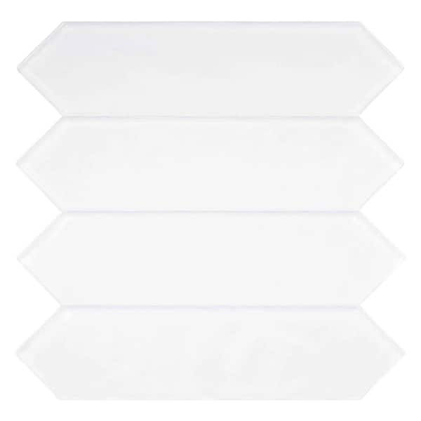 Ergo Blizzard- Off White 3 in. x 10 1/2 in. Glossy Glass Wall, Floor and Kitchen Backsplash Tile (3.3 sq. ft./Case)