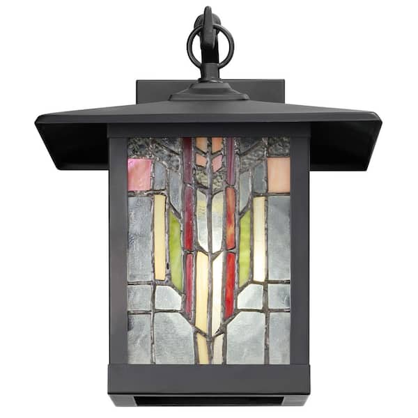 Roman 1-Light Oil Rubbed Bronze Outdoor Stained Glass Wall Lantern Sconce