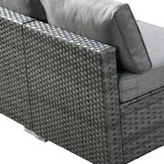 Messi Gray 8-Piece Wicker Outdoor Patio Conversation Sectional Sofa Set with a Metal Fire Pit and Dark Gray Cushions