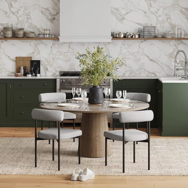 Dahlia 19 in. Modern Kitchen Dining Chair with Metal Legs and Padded Upholstered Cushion, Light Gray/Black, Set of 4