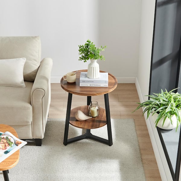 DANYA B Mason 19.7 in. Round 2-Tier Side Accent Table with DANYA B Mason 19.7 in. Round 2-Tier Side Accent Table with