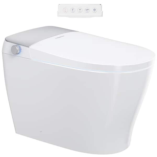 BIDETMATE 5000 Series Intelligent Elongated Bidet Toilet, 1.0 GPF in Silver with Remote Control, Heated Water, Seat, Cyclone-DRI
