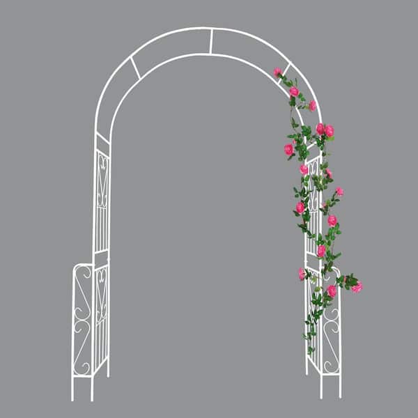 Unbranded 94.5 in. x 55 in. White Metal Garden Arch Arbor Trellis Outdoor Wedding Party Arch Climbing Plants Support