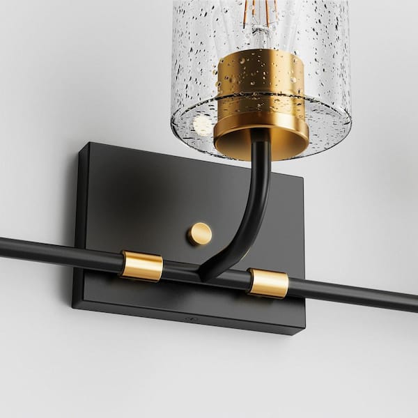 7 In. 3-Light Black Vanity Light with Square Wall Plate and Durable Metal Construction, Stylish for Bathroom or Vanity