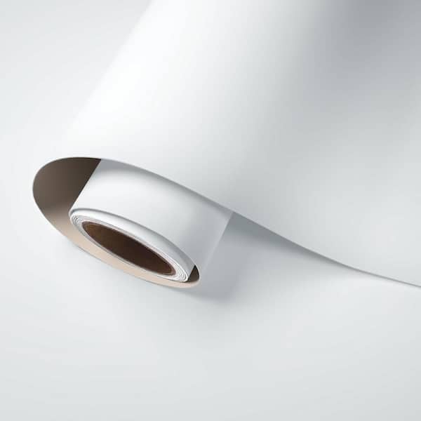 White Modern Solid Color Removable Waterproof Contact Paper Peel and Stick Wallpaper Roll