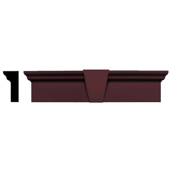 Builders Edge 3-3/4 in. x 9 in. x 43-5/8 in. Composite Flat Panel Window Header with Keystone in 167 Bordeaux Red