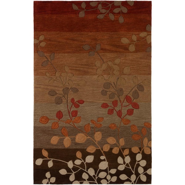 Addison Rugs Ascot 1 Striped Floral Paprika 3 ft. 6 in. x 5 ft. 6 in. Area Rug