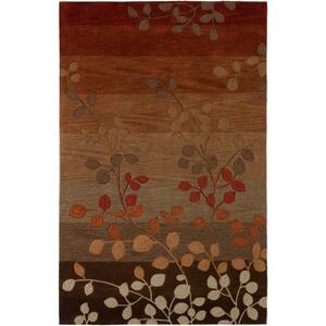 Ascot 1 Striped Floral Paprika 5 ft. x 7 ft. 9 in. Area Rug