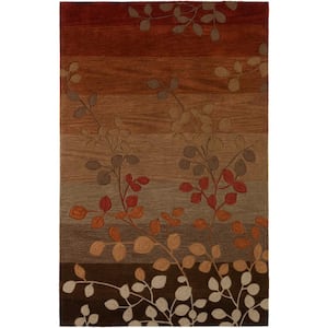 Ascot 1 Striped Floral Paprika 9 ft. x 13 ft. Area Rug
