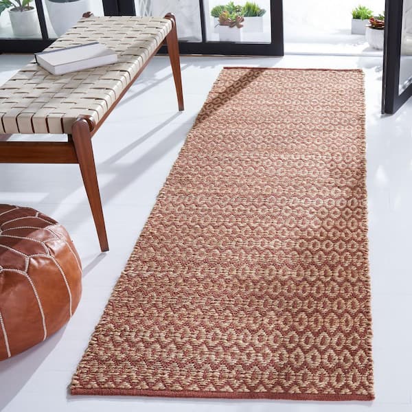 Natural Fiber Beige/Rust 3 ft. x 8 ft. Striped Woven Runner Rug
