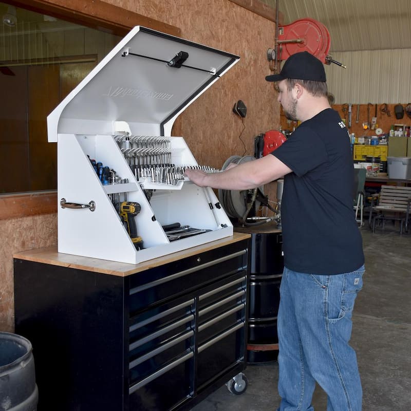 37 in. W x 18 in. D Portable White Triangle Top Tool Chest for Sockets, Wrenches and Screwdrivers