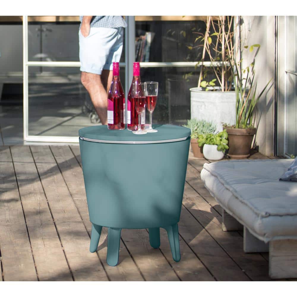 Teal 7.5 Gallon Cool Bar and Side Table