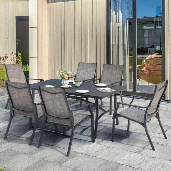 Nuu Garden Black Rectangle Aluminum and Iron Outdoor Dining Table