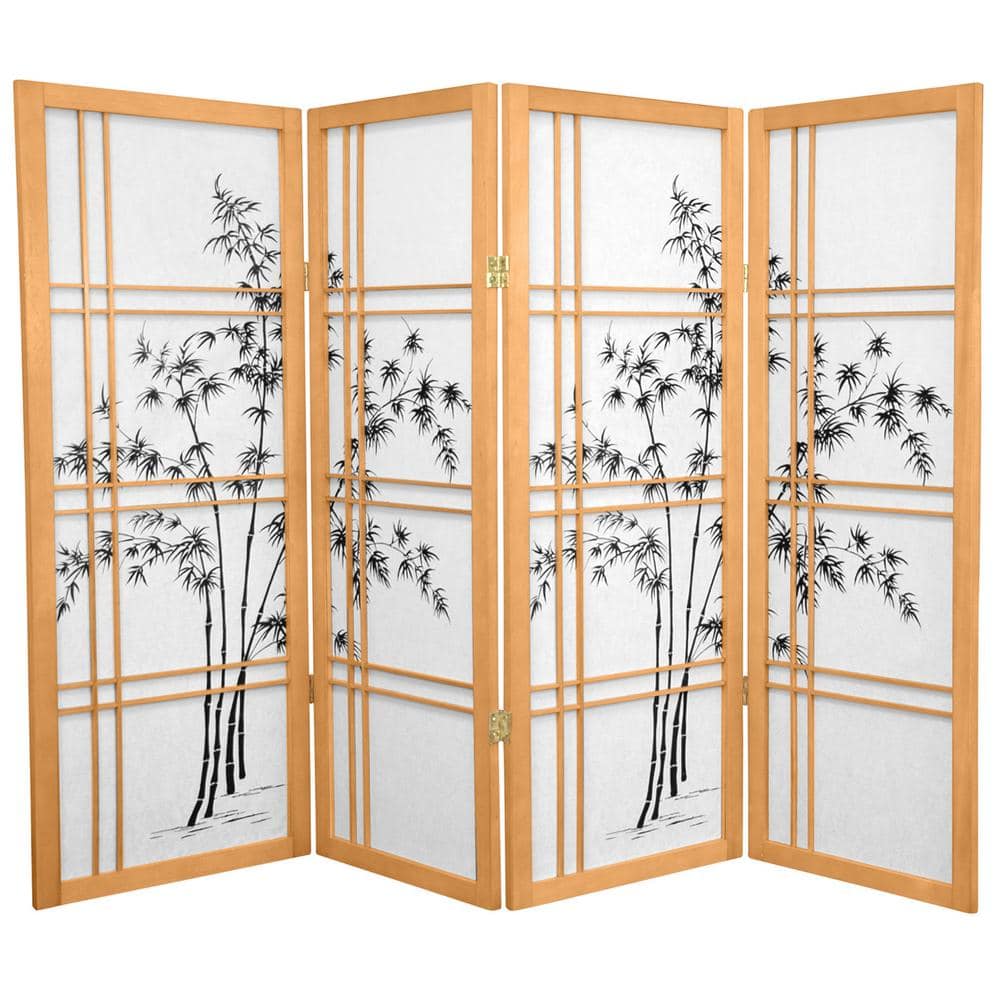 Natural 4-Panel Bamboo Tree Shoji Room Divider