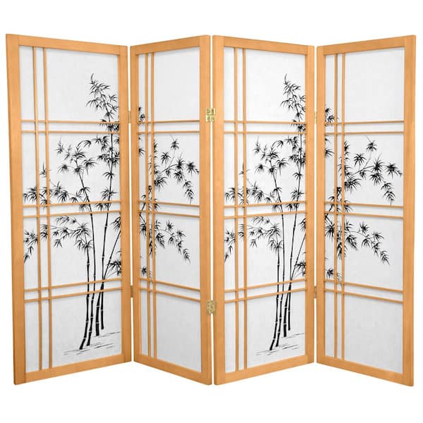 Oriental Furniture 4 ft. Natural 4-Panel Room Divider