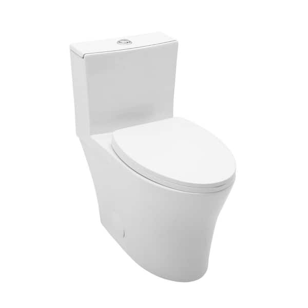 12 in. 1-piece 1.1/1.6 GPF Dual Flush Elongated Toilet in White Seat Included,Dual Flush with Soft Clsoing Seat