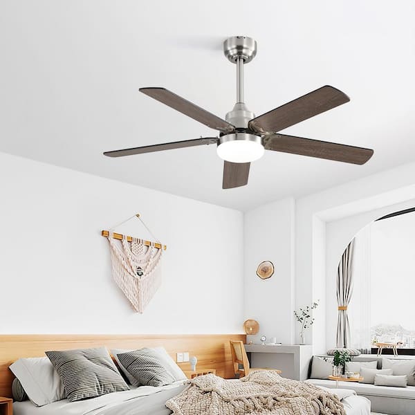 42 in. Ceiling Fan 5 Blades Noiseless Reversible Dc Motor Remote Control with Led Light, White